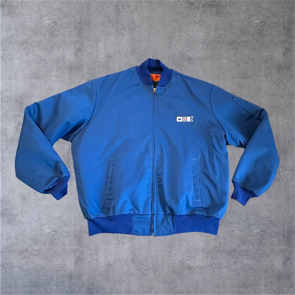 Vintage Cintas Work Jacket XL-R Blue Naval Signal Flag SWA Sierra Whiskey Alpha